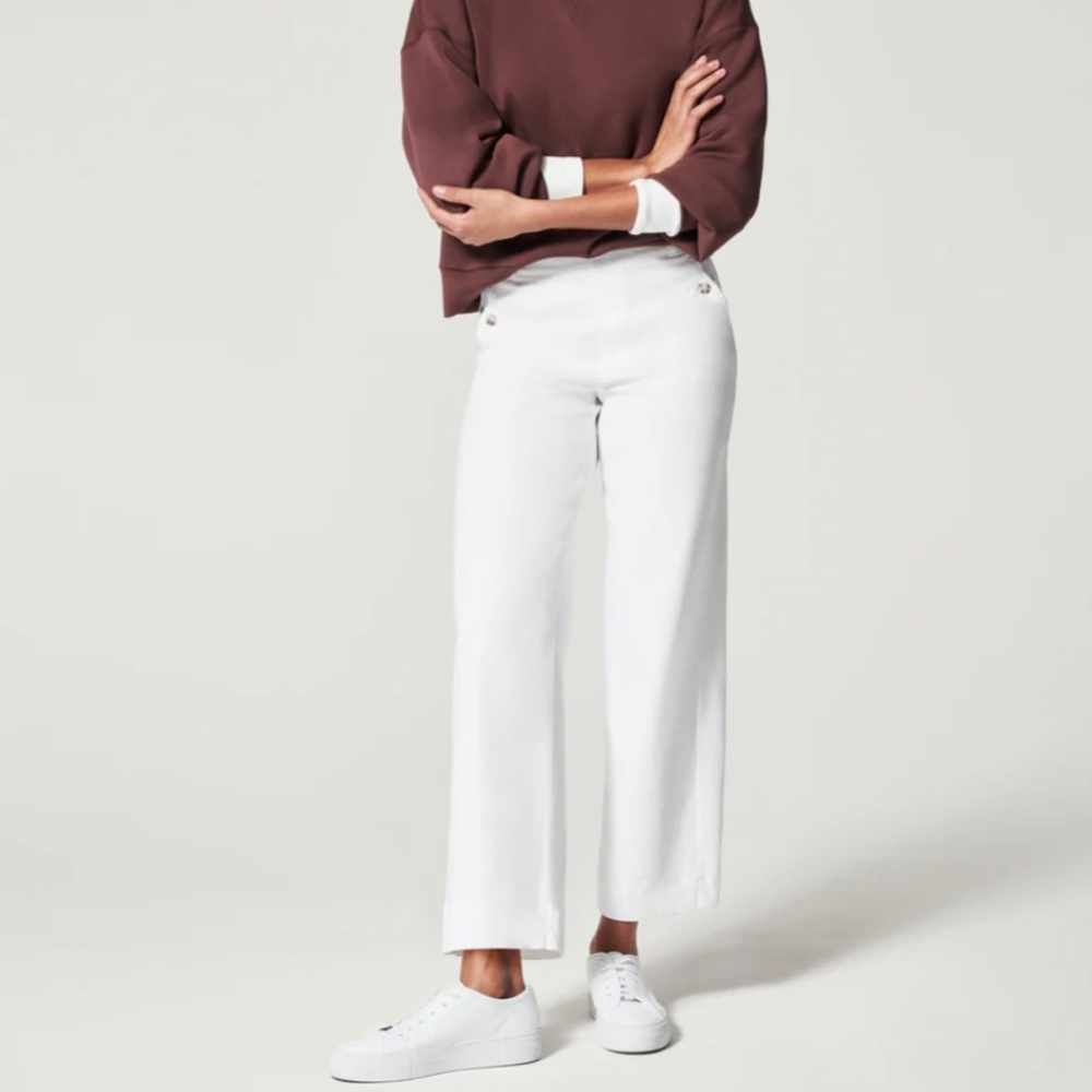 Spanx Cropped Wide Leg Twill Pants
